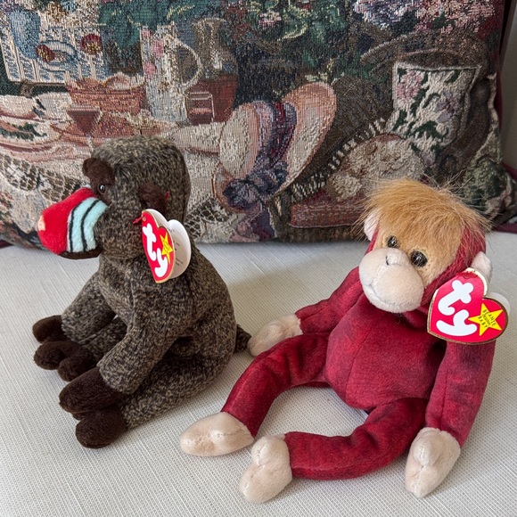 🐵 TY Beanie Babies Pair – Cheeks & Schweetheart (1999) 🐒✨ - Picture 2 of 14
